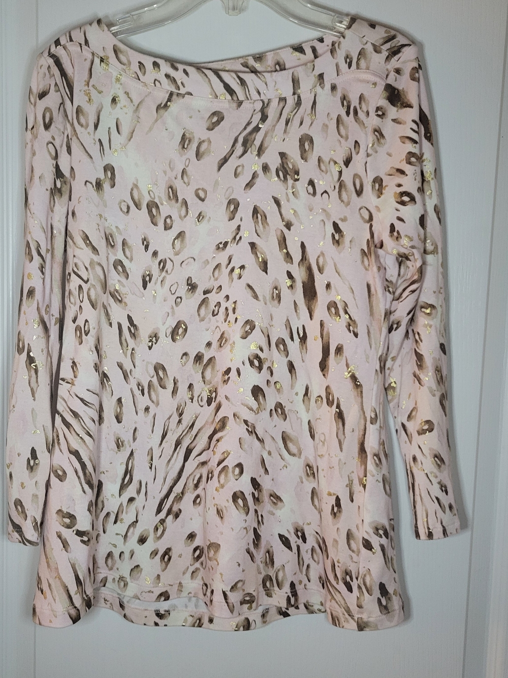 Chico's Animal Foiled Pima 3/4 Sleeve Tee Size 0 Small